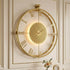 Luxury LED Backlit Wall Clock - 24 Inch Gold Skeleton Clock with Roman Numerals & Geometric Mandala Center