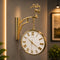 Brown and golden Dual Dial Station Clock in Roman numerals