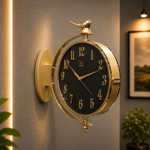 Dual Dial Station Clock with bird
