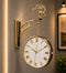 Black Dual Dial Station Clock- white dial