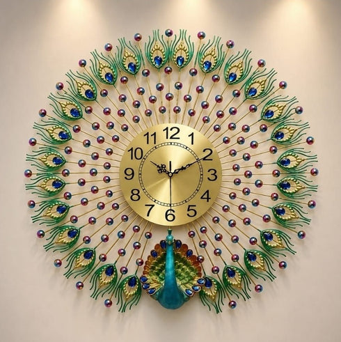 Peacock with feather Wall Clock- Style 2