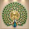 Peacock with feather Wall Clock with blue crystal