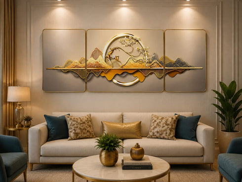Golden Horizon Deer Crystal Painting- Set of 3