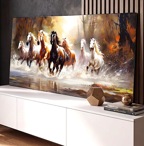 Beautiful Seven Running Horses Crystal Wall Painting