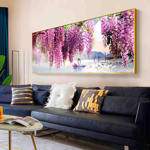 Pink Floral Crystal Painting with LED