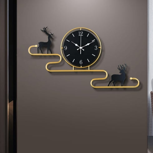 Deer in black Wall Clock
