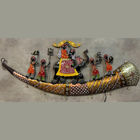 Elephant darbar metal Wall Art with LED