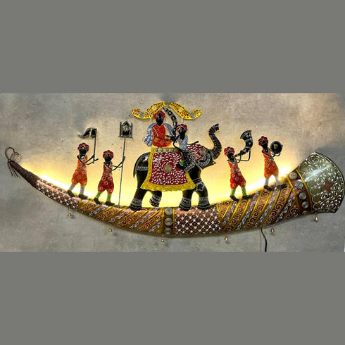 Elephant darbar metal Wall Art with LED