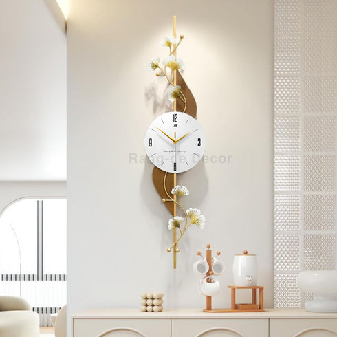 Floral Timepiece Metal Wall Clock