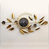 Golden leaf with semi circle wall clock with black dial