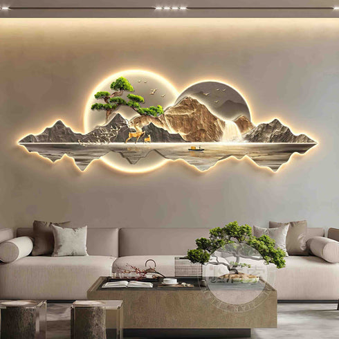 Landscape crystal wall art with LED- Style 2