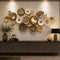 Luxury Metal Wall Art Decor with Mirrors for Living Room & Bedroom