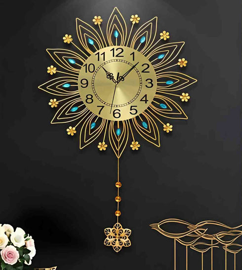 Majestic Sunburst Floral Wall Clock