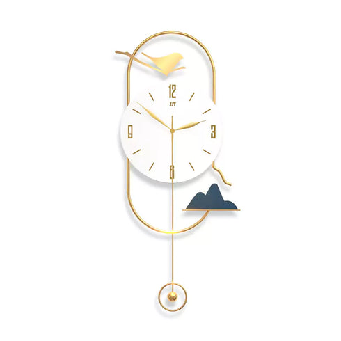 Modern wall clock with bird