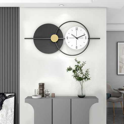 Minimalist black and white metal wall clock