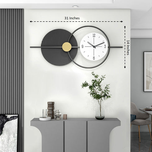Minimalist black and white metal wall clock