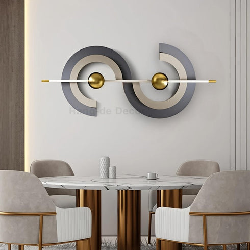 Minimalist grey and gold metal wall art