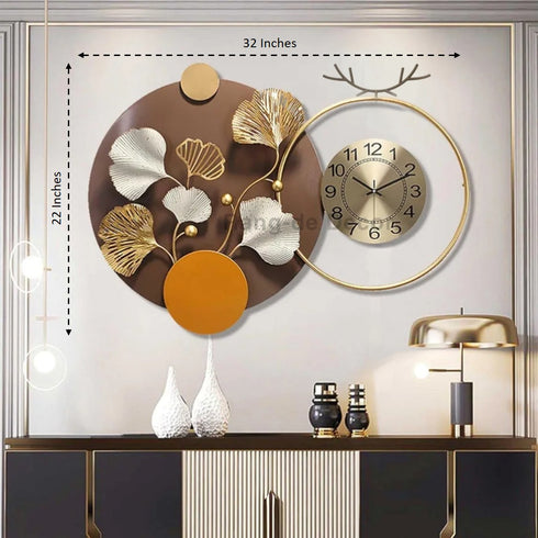 Modern Gingko leaf Wall Clock