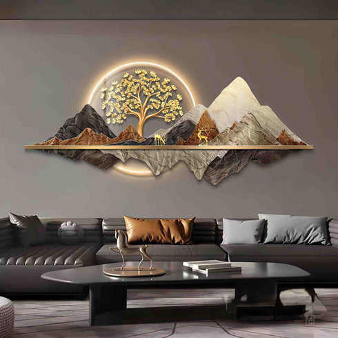 Nature landscape crystal wall art with LED