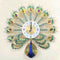 Peacock with feather Wall Clock with white and golden dial
