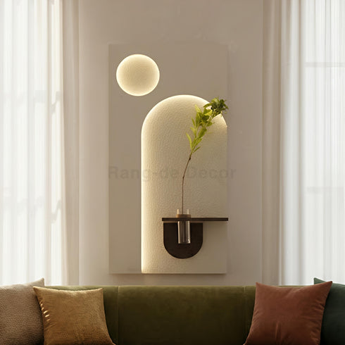 Modern Sandstone Painting with glass Vase -LED