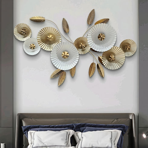Spiral white and golden circle metal wall art