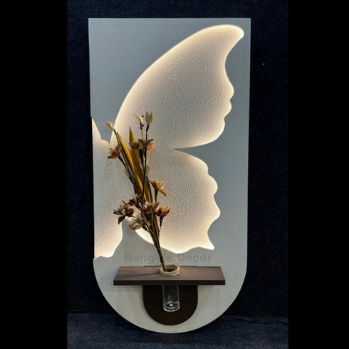 Butterfly Sandstone Painting with glass Vase -LED