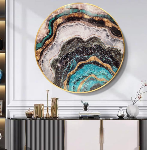 Ocean blue Crystal painting in 32 inches dia.