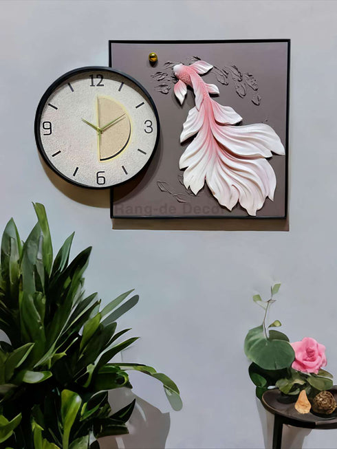 Pink Koi Fish Handmade premium wall clock
