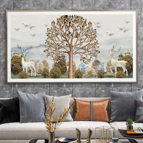 Golden Tree of Serenity Crystal Painting with LED