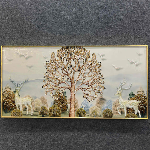 Golden Tree of Serenity Crystal Painting with LED