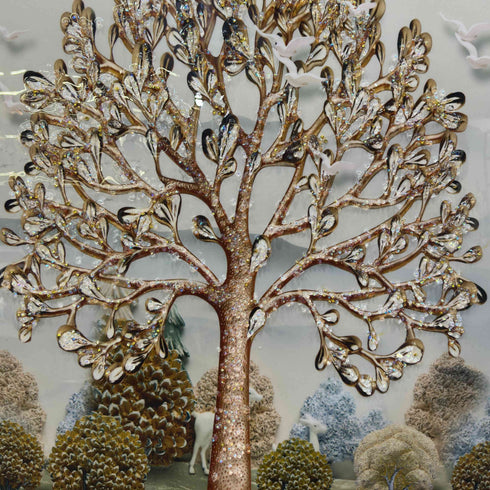 Golden Tree of Serenity Crystal Painting with LED