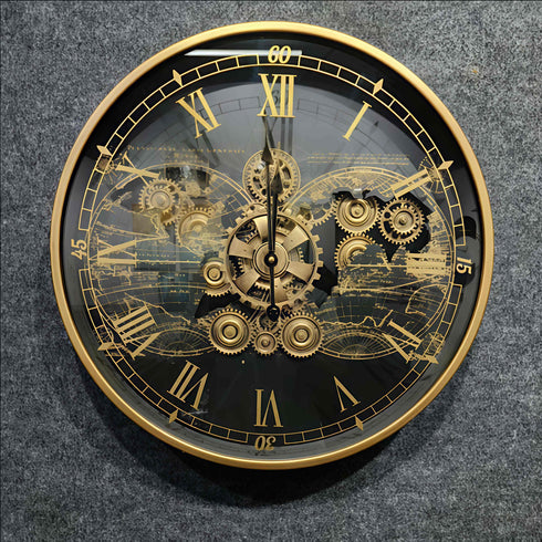 Luxury Gear Wall Clock With Moving Gear Mechanism