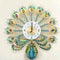 Peacock with feather Wall Clock with white and golden dial