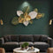 Green, White and Golden Floral Metal Wall Art