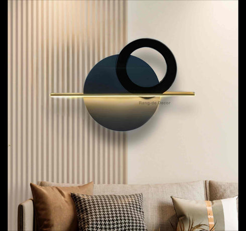 Grey minimalist circle Wall Art with Led