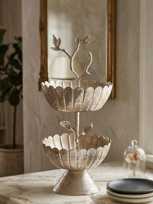 Silver Scallop - Two Tiered Stand