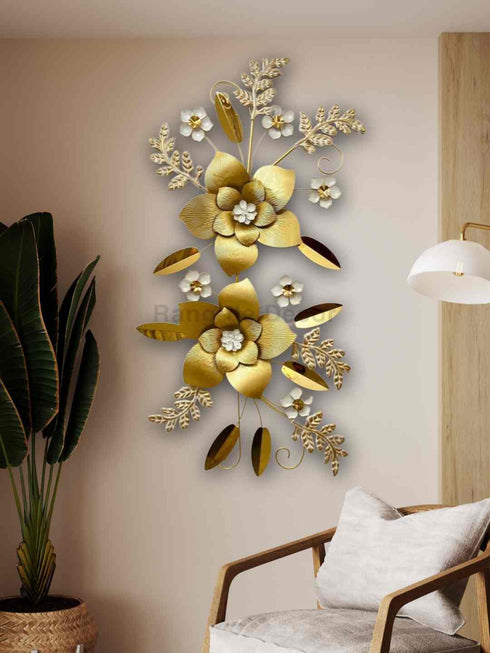 Golden Floral Metal Wall Art