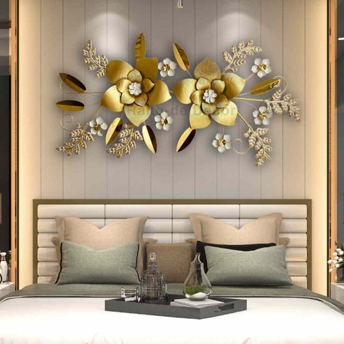 Golden Floral Metal Wall Art