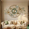 Golden blossom metal wall clock for living room