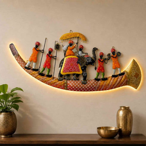 Elephant darbar metal Wall Art with LED