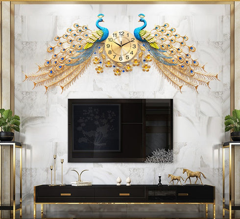 Double Peacock Wall Clock