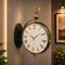Black and golden Dual Dial Station Clock in numeric numerals