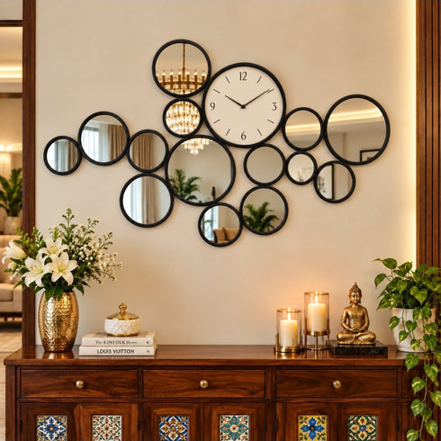 3-in-1 Luxury Mirror Wall Clock Decor