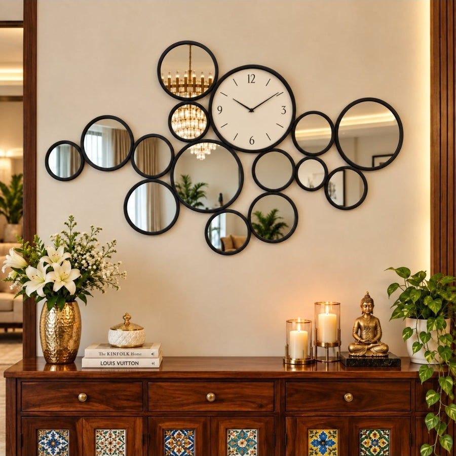 3-in-1 Luxury Mirror Wall Clock Decor