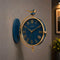 Blue and golden Dual Dial Station Clock in numeric numerals