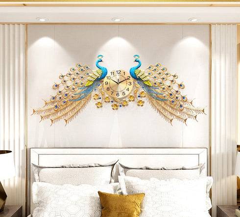 Double Peacock Wall Clock