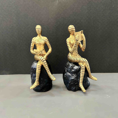 Seated on Rock Reading a Book Decorative Artifacts