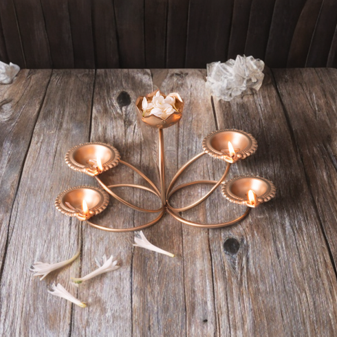 Decorative lotus urli stand- 4 diya