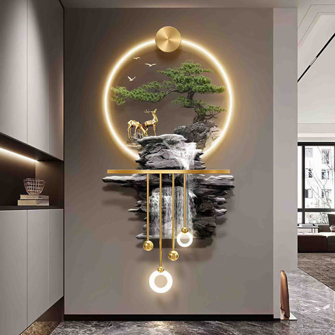 Vertical nature inspired crystal wall art with LED- Style 2